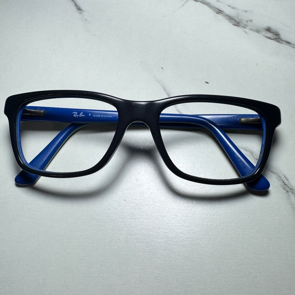 Ray-Ban Junior RB 1536 3600 Black Blue Rectangular Eyeglasses Frames 48-16-130
